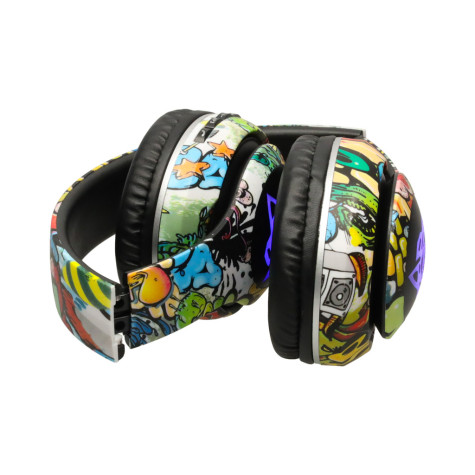 2.JAKOST Bezdrátová sluchátka na uši P35 Bluetooth Grafiti barevná ~ 6