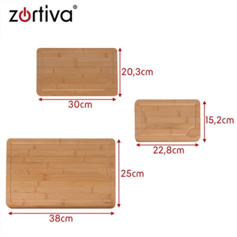 Bambusové prkénko na krájení 3 ks + stojan Zortiva 28065 ~ 7