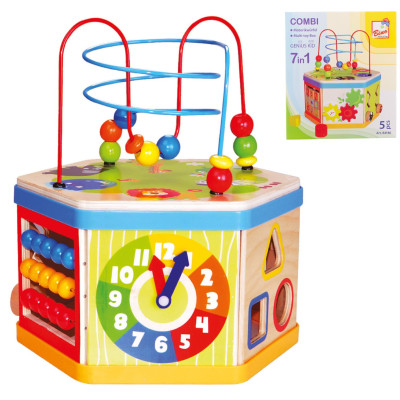 Bino Edukační motorická kostka 7v1 dřevěná 32 cm