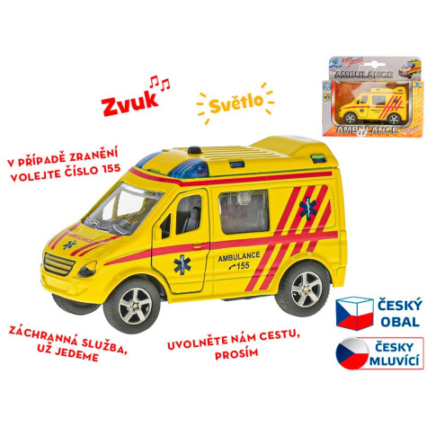 2-Play Traffic Ambulance 11cm kov zpětný chod na baterie se světlem ~ 2