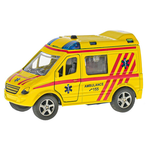 2-Play Traffic Ambulance 11cm kov zpětný chod na baterie se světlem ~ 3