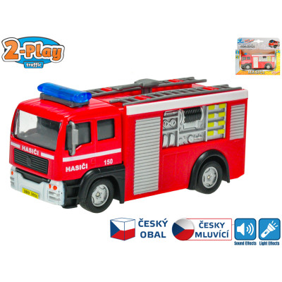 2-Play Traffic Hasiči 12cm kov na zpětný chod na baterie se světlem