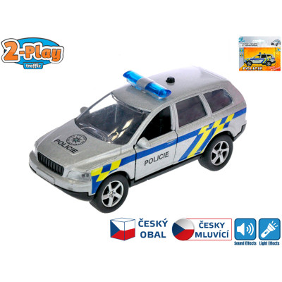 2-Play Traffic Auto Policie 11cm kov zpětný chod na baterie se světlem