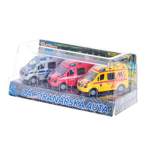 2-Play Traffic Záchranářská auta 8cm 3ks kov na zpětný chod ~ 4