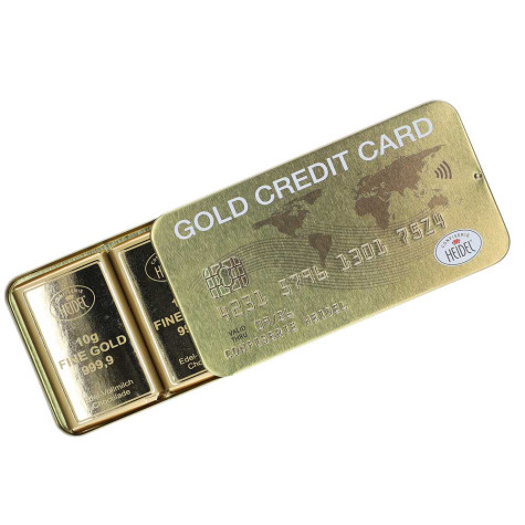 Heidel Miničokoládky gold v plechovce Zlatá kreditní karta 30g ~ 2