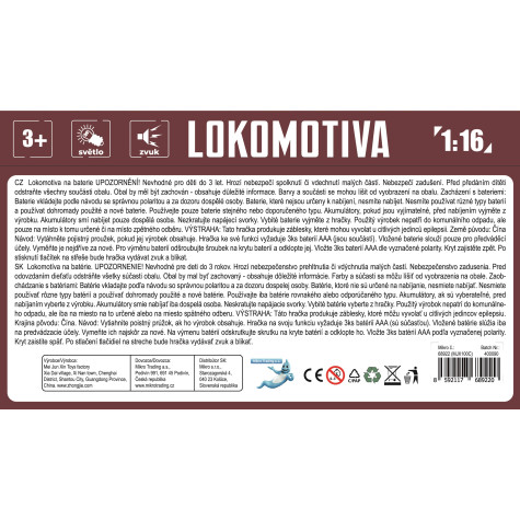 Lokomotiva modrá 22,5cm 1:16 na setrvačník na baterie se světlem a zvukem ~ 2