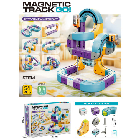 Magnetická stavebnice Dráha track go 54 ks ~ 9