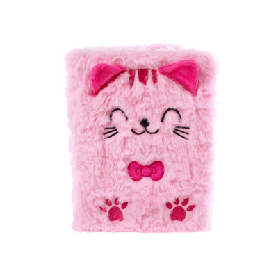 Zápisník plyšový Kočka růžový 15x21,5cm 80stran Glamour