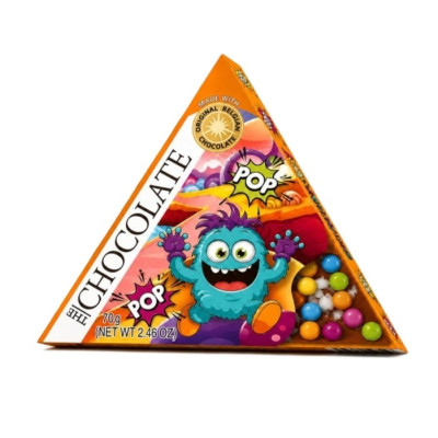Čokoláda Pop Triangle s praskacím cukrem a minilentilkami 70g