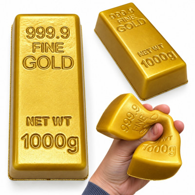 Squishy Gold mačkací zlatá cihla 13 cm