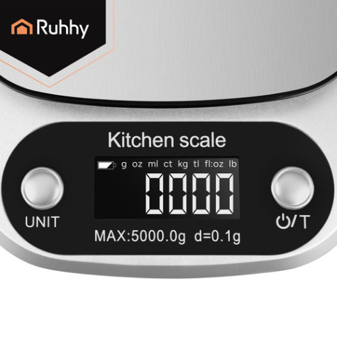 Digitální kuchyňská váha stříbrná 5kg Ruhhy 27931 ~ 2