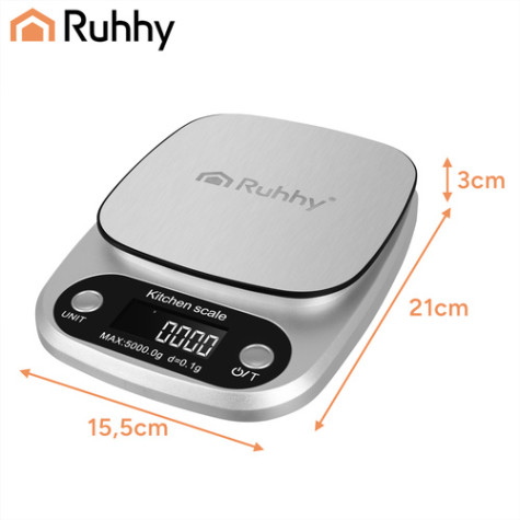 Digitální kuchyňská váha stříbrná 5kg Ruhhy 27931 ~ 6