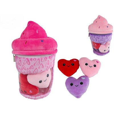 Fluffy Menu Zmrzlina plyšová 26cm s plyšovými srdíčky 3ks