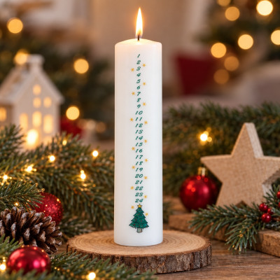 Adventní svíčka válec 5x21cm - Stromeček