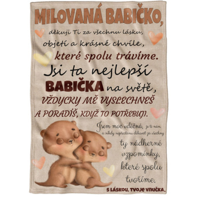 Deka 200 x 140 cm - Milovaná babičko - vydry