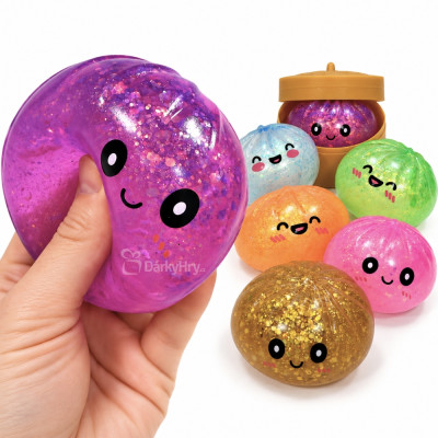 Squishy Dumpling GLITTER perleťový velký mačkací knedlíček 9 cm (Mystery box)