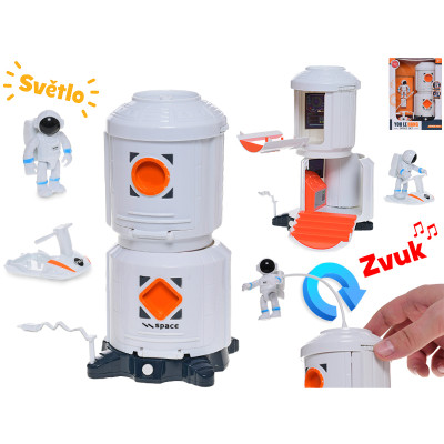 Space vesmírná stanice 20cm na baterie s doplňky se světlem a zvukem