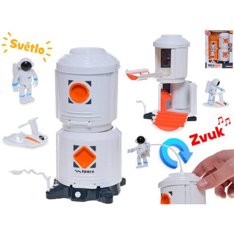 Space vesmírná stanice 20cm na baterie s doplňky se světlem a zvukem ~ 1