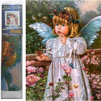 Norimpex Diamantový obrázek malování 30x40cm - Andílek s květinami a motýlky