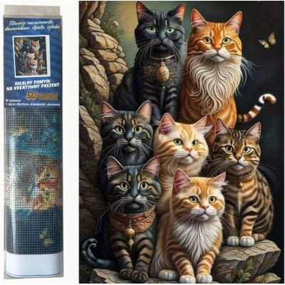 Norimpex Diamantový obrázek malování 30x40cm - Rodinný portrét koček