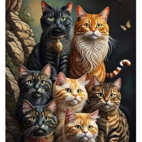 Norimpex Diamantový obrázek malování 30x40cm - Rodinný portrét koček ~ 2