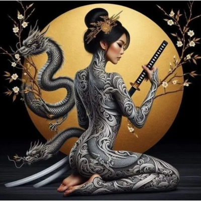 Norimpex Diamantový obrázek malování 30x40cm - Asijská bojovnice Yakuza