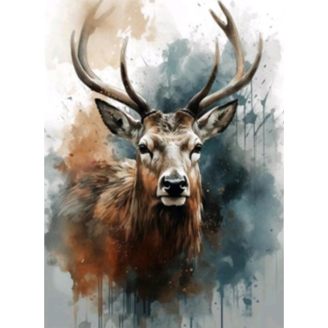 Norimpex Diamantový obrázek malování 30x40cm - Portrét jelena akvarely ~ 1