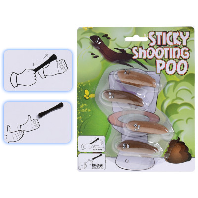 POO Střílecí a lepící hovínka 4ks na kartě