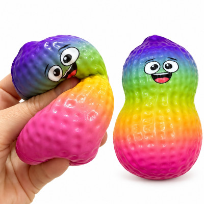 Peanut Squeeze RAINBOW duhový antistresový mačkací arašíd 10 cm