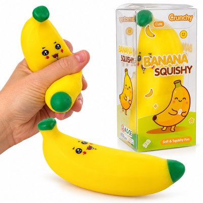 Crunchy Squishy BANANA mačkací banán s křupajícím efektem 12 cm