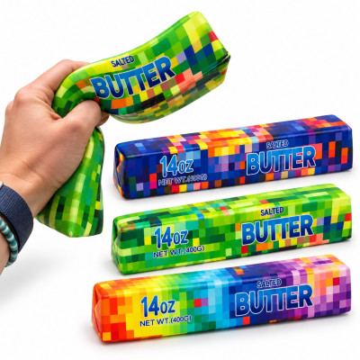 Butter Squishy PIXEL MEGA XL antistresové mačkací máslo 22 cm