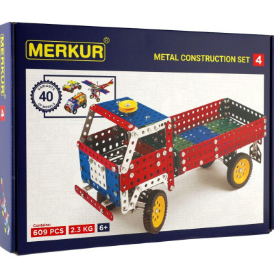 Stavebnice MERKUR 4 40 modelů 602ks 2 vrstvy v krabici 36x26,5x5,5cm