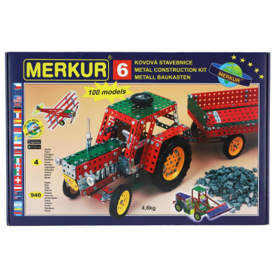 Stavebnice MERKUR 6 100 modelů 940ks 4 vrstvy v krabici 54x36x6cm