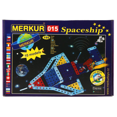 Stavebnice MERKUR 015 Raketoplán 10 modelů 195ks v krabici 26x18x5cm