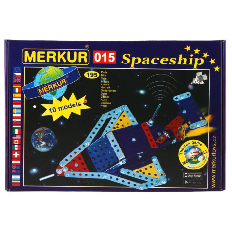 Stavebnice MERKUR 015 Raketoplán 10 modelů 195ks v krabici 26x18x5cm ~ 1