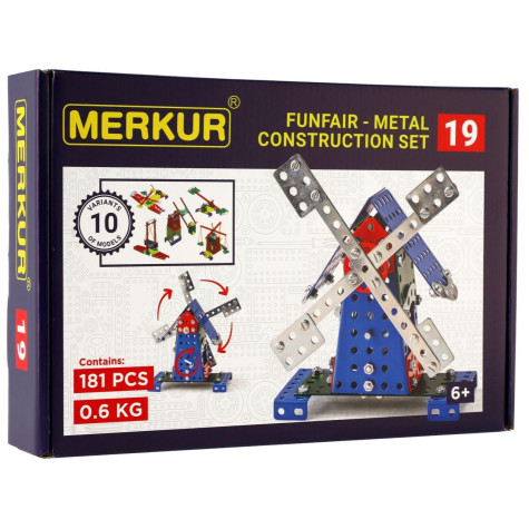 Stavebnice MERKUR 019 Mlýn 10 modelů 182ks v krabici 26x18x5cm ~ 1