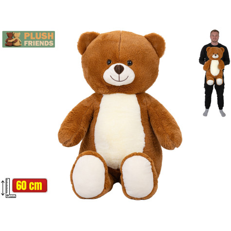 Plush Friends Medvěd plyšový 60 cm sedící hnědobílý ~ 2