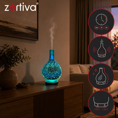 Difuzér 3D efekt Aroma zvlhčovač vzduchu 200ml Zortiva 28224 ~ 3