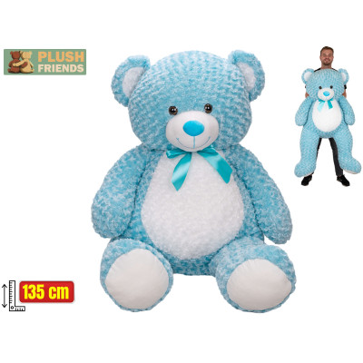 Mega plyšový medvěd modrý s mašlí Plush Friends 135 cm