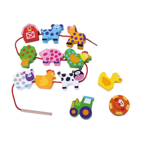 Tooky Toy Provlékání korálků Zvířátka z farmy ~ 1