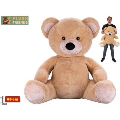 Plyšový medvěd béžový sedící 65 cm