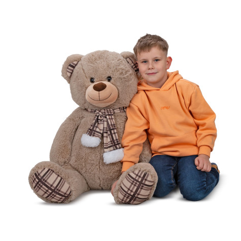 Plyšový medvěd sedící se šálou 65 cm ~ 2