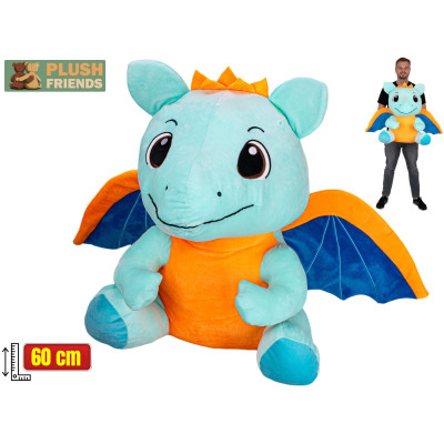 Plyšový drak světle modrý sedící 60 cm
