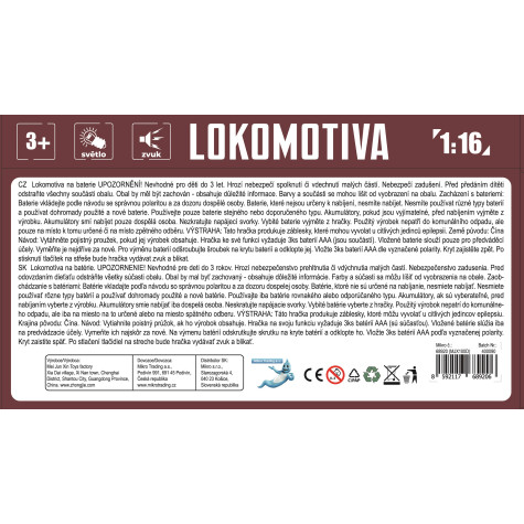 Lokomotiva červená 22,5cm 1:16 na setrvačník na baterie se světlem a zvukem ~ 2