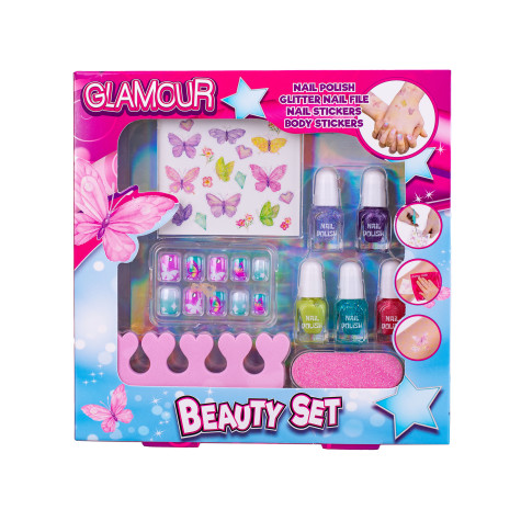 Sada krásy Beauty set laky na nehty, pilník a nálepky na tělo a nehty ~ 2