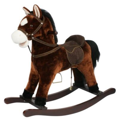 Kůň houpací hnědý plyš výška 71cm nosnost 50kg