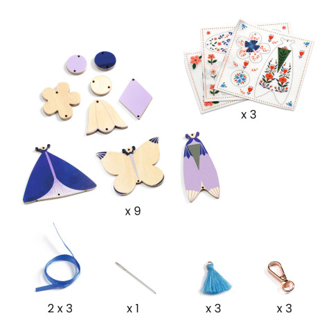 Djeco DIY Vyrob si sám 3 Motýlí přívěsky na tašku ~ 5