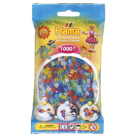 Hama Zažehlovací korálky Midi třpytivé 1000ks v sáčku ~ 1