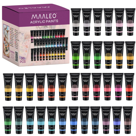 Akrylové barvy v tubě 20ml sada 36 ks Maaleo 27867 ~ 1