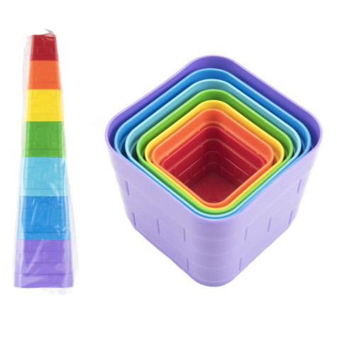 Kubus pyramida skládanka hranatá barevná 7ks ~ 1